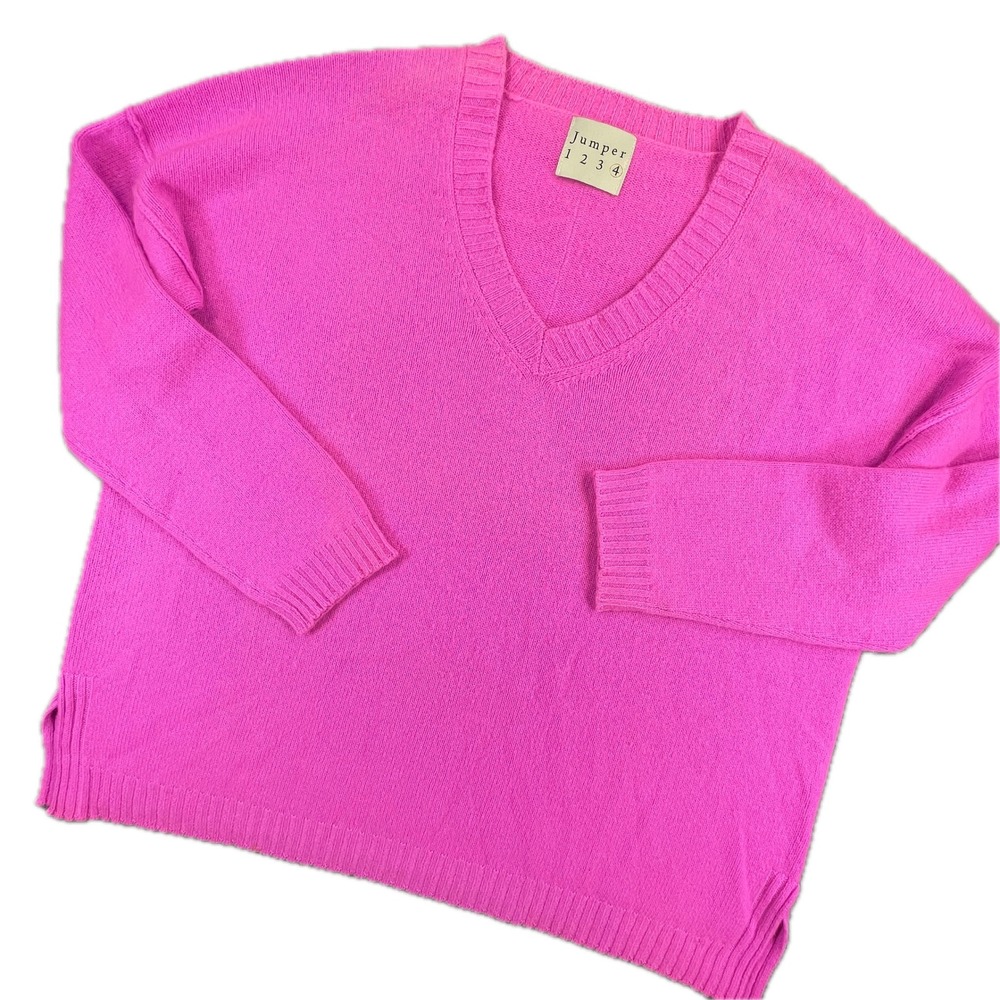 Jumper 1234 Cashmere Sweater Size 4 Pink Pullover Luxury Barbiecore Dopamine
